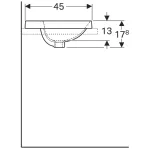 Lavabo empotrado serie Geberit VariForm, rectangular, con orificio para el grifo: Toma de grifo=Centro, Rebosadero=Visible